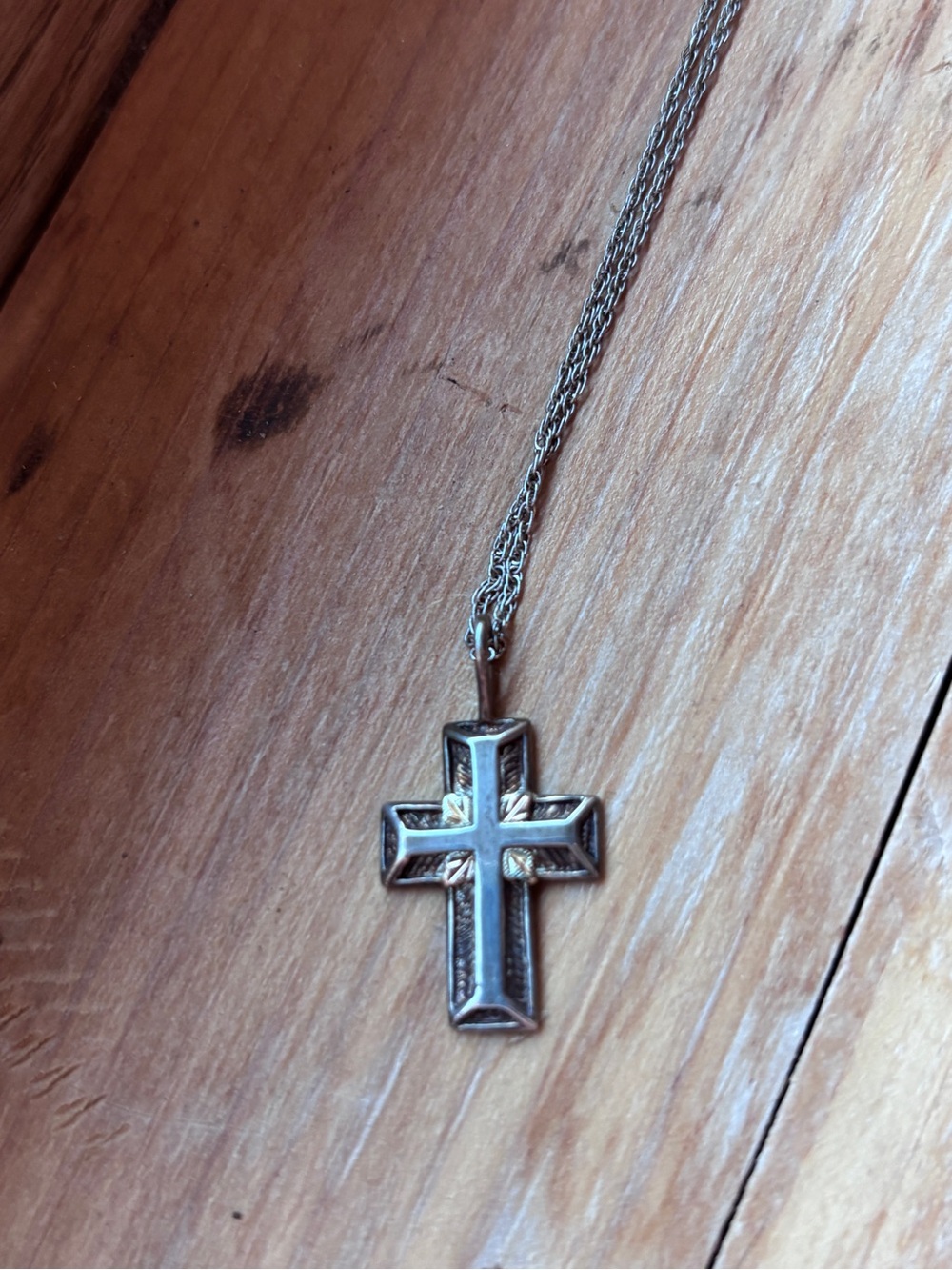 12k and Sterling Silver Cross Pendant Necklace - Classic Women Jewelry